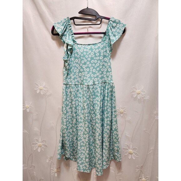 No Boundaries Girls Medium 7-9 Mint Green Dress Babydoll Floral Cottage Prairie - Picture 11 of 16